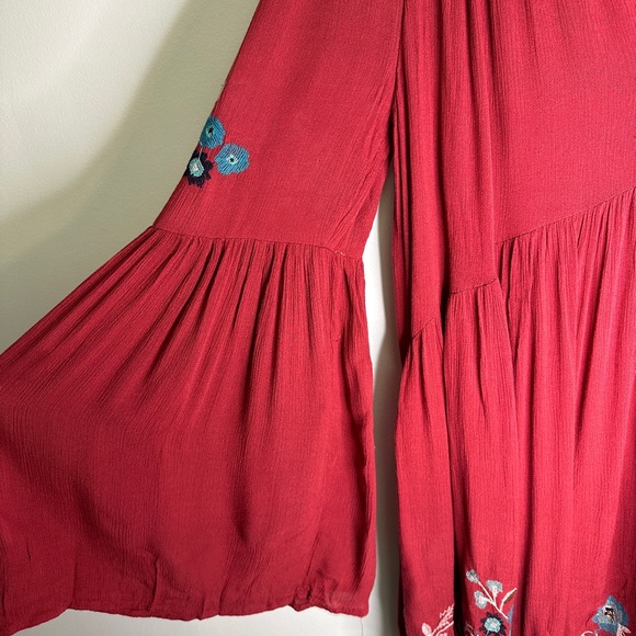 Free People Te Amo‎ Embroidered Dress bell sleeve sz Small - Picture 10 of 11